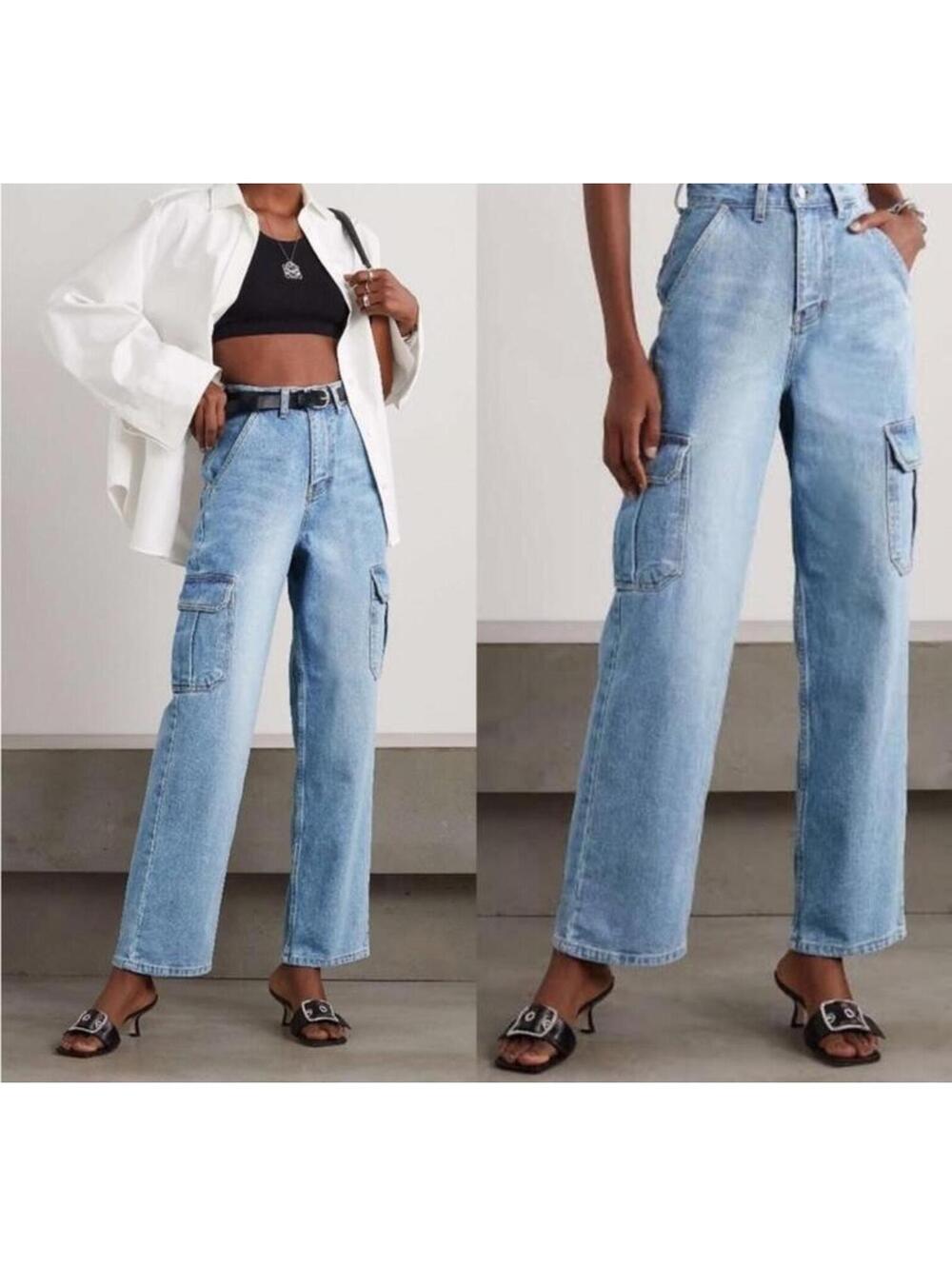 Excellent Frankie shop Kai Denim Cargo Pants in Worn Wash size Small